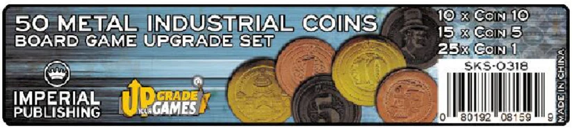 50 Metal Coin Board Game Upgrade Set (Industrial Coins) - Image 3